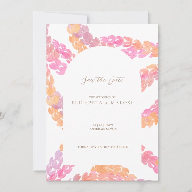 Convite Pikake Wedding Salvar Data (Frente)