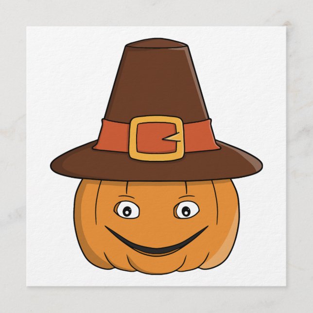 Convite Pilgrim Pumpkin Grin Thanksgiving (Frente)