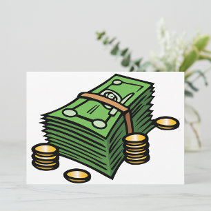 Convite Pilha de Dinheiro com Moedas de Dinheiro
