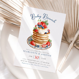 Convite Pilha de Panqueca de Brunch de Bebê Chá de Bebê Vi