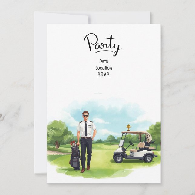 Convite Pilot Aviation Industry Golfer  (Frente)