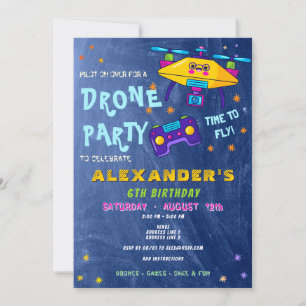Convite Piloto de drone RC Racing Kawaii Aniversário