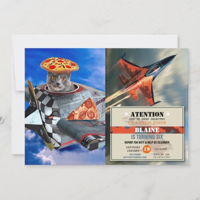 Convite piloto de gatinho no avião (Frente)