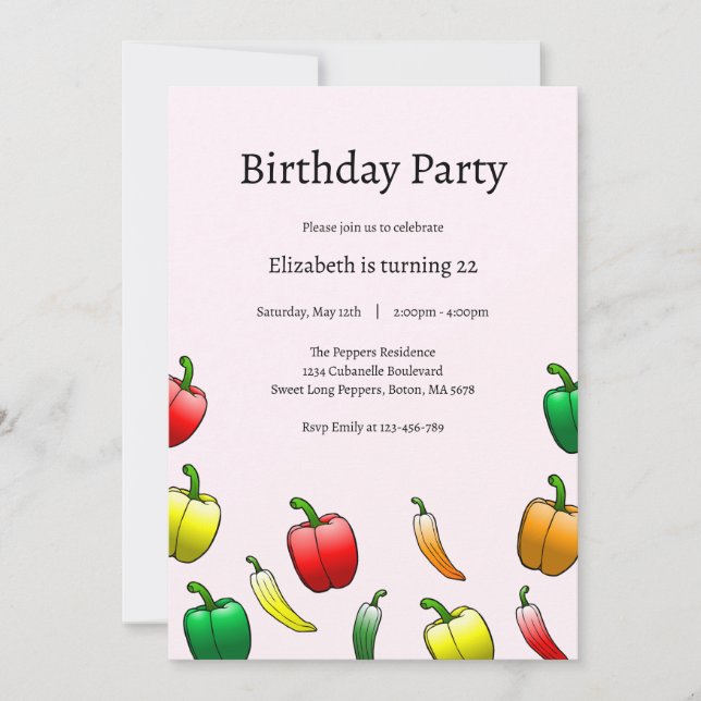 Convite Pimentões-de-casca e pimentões doces longos (Frente)