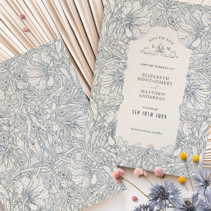 Convite Pimpernel Azul Aço Cinza Baço William Morris