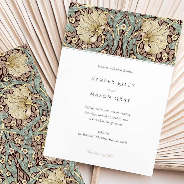 Convite Pimpernel Elegant Floral Art Nouveau Casamento (Criador carregado)