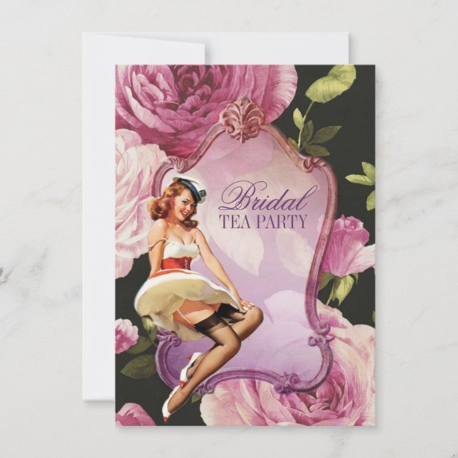 Convite Pin Up Menina dona de casa Chá de panela de veleja (Frente)