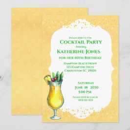 Convite Pina Colada Birthday - Partido dos Cocktail