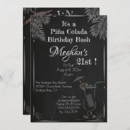 Convite Piña Colada Cocktail aniversário de 21 anos