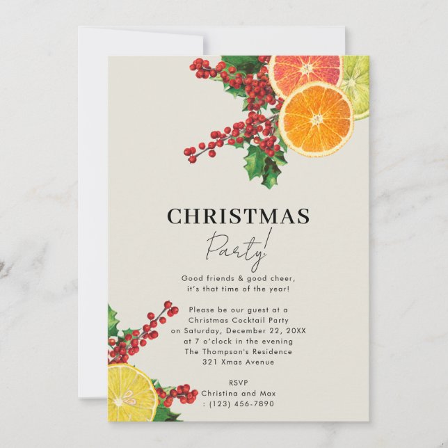 Convite Pinças do Natal e Citrus Winter Botanic (Frente)