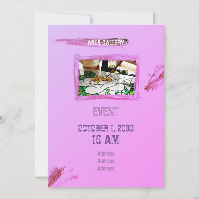 Convite Pincéis Rosa Elegíveis Arrefecem Arte Desenhada À  (Frente)