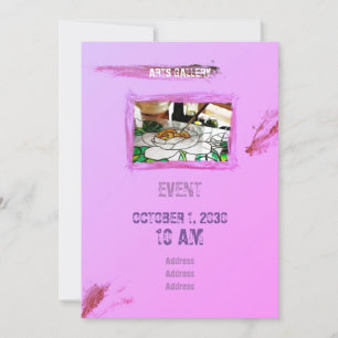 Convite Pincéis Rosa Elegíveis Arrefecem Arte Desenhada À