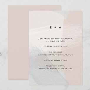 Convite Pincel Abstrato de Arte Moderno Enrola Casamento