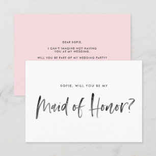 Convite Pincel Cor-De-Rosa Você Será Minha Madrinha de c