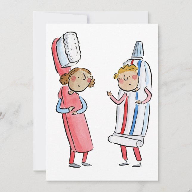 Convite Pincel de dente e pasta de dente (Frente)