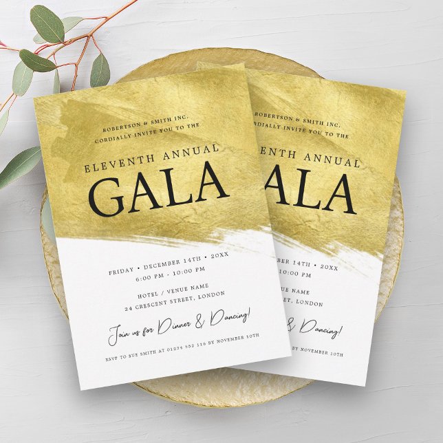 Convite Pincel Dourado da Companhia GALA Elegante (Elegant GALA Company Business Gold Brush Invitation)