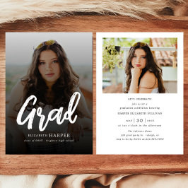 Convite Pincel Moderno de Graduação Script Foto Graduação