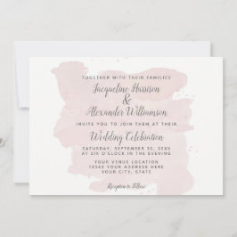 Convite Pincel Rosa Simples Moderno Traços Aquarela