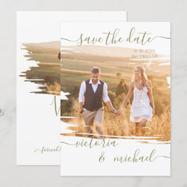 Convite Pincel Russo Traço Foto de Casamento Salvar data