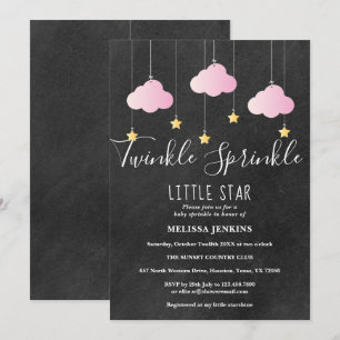 Convite Pincelada de Brilho Rosa Bebe Chalkboard