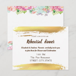 Convite Pincelada de Flores Jantar de Ensaios do Casamento
