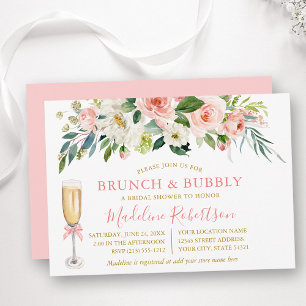 Convite Pincelada Floral Rosa Água Bridal Shower Brunch Do