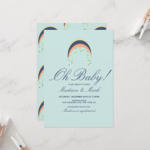 Convite Pinceladas de Chuva de Cores no Baby Shower Azul