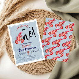 Convite Pinch Me, I'm One Lobster Boy 1st Birthday