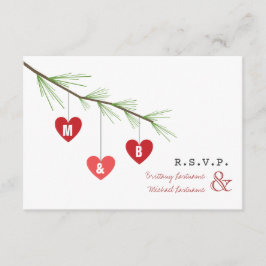 Convite Pine Bough & Hearts Valentine's Wedding R.S.V.P.