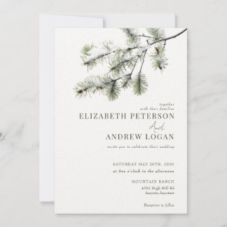 Convite Pine Branch | Casamento de Floresta de Inverno