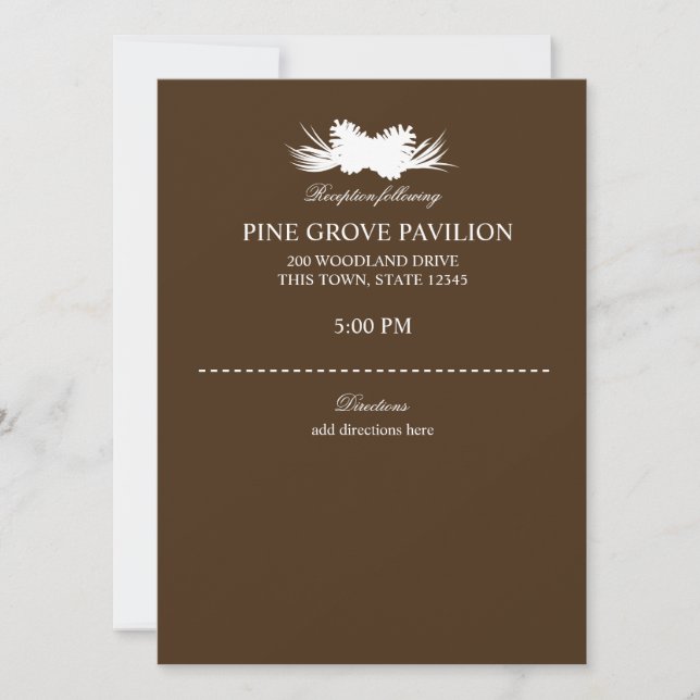 Convite Pine Cone Brown Information Card (Frente)