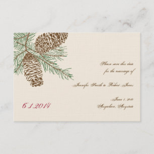 Convite Pine Cone Nature em Creme Casamento Salve a Data