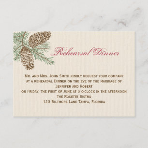 Convite Pine Cone Nature no ensaio de Casamento de Creme