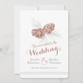 Convite Pine cones de arte casamento no inverno marrom