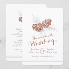 Convite Pine cones de arte casamento no inverno marrom