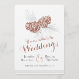 Convite Pine cones de arte casamento no inverno marrom
