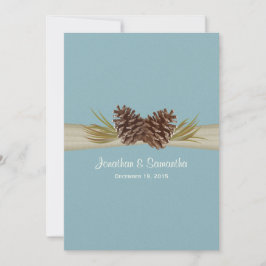 Convite Pine Cones e Burlap Blue Weding