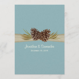 Convite Pine Cones e Burlap Blue Weding