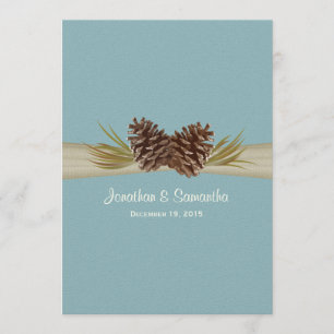 Convite Pine Cones e Burlap Blue Weding