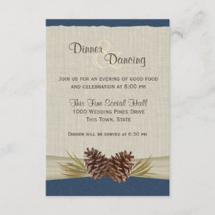 Convite Pine Cones e Burlap Marinho Blue Reception