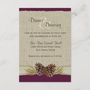 Convite Pine Cones e Burlap Plum Reception