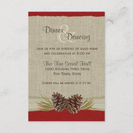 Convite Pine Cones e Burlap Red Reception