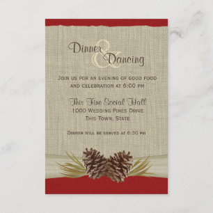 Convite Pine Cones e Burlap Red Reception