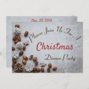 Convite Pine Cones e Nozes no Natal da Neve