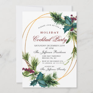 Convite Pine Cones Holly Natal Falido Cocktail