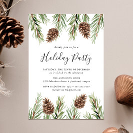 Convite Pine de Natal em Aquarela de Inverno Festa de Fim 