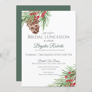 Convite Pine e Berries Winter Bridal Luncheon