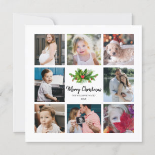 Convite Pine e Berry Year in Review 8 Photo Holiday Card