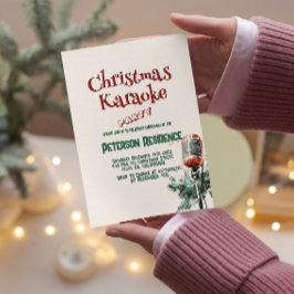 Convite Pine e Microfone Natal do Partido Karaoke