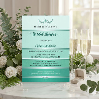 Convite  Pine Green Striped Tone on Tone Bridal Shower